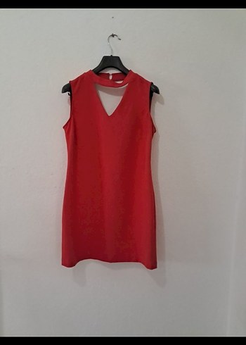 Kırmızı V Yaka Mini Elbise - Görsel 5