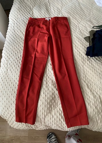 Kiremit rengi  Kadın Kumaş Pantolon Pilili - Görsel 4