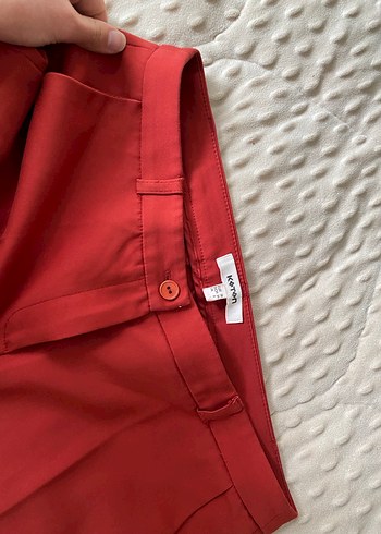 Kiremit rengi  Kadın Kumaş Pantolon Pilili - Görsel 5