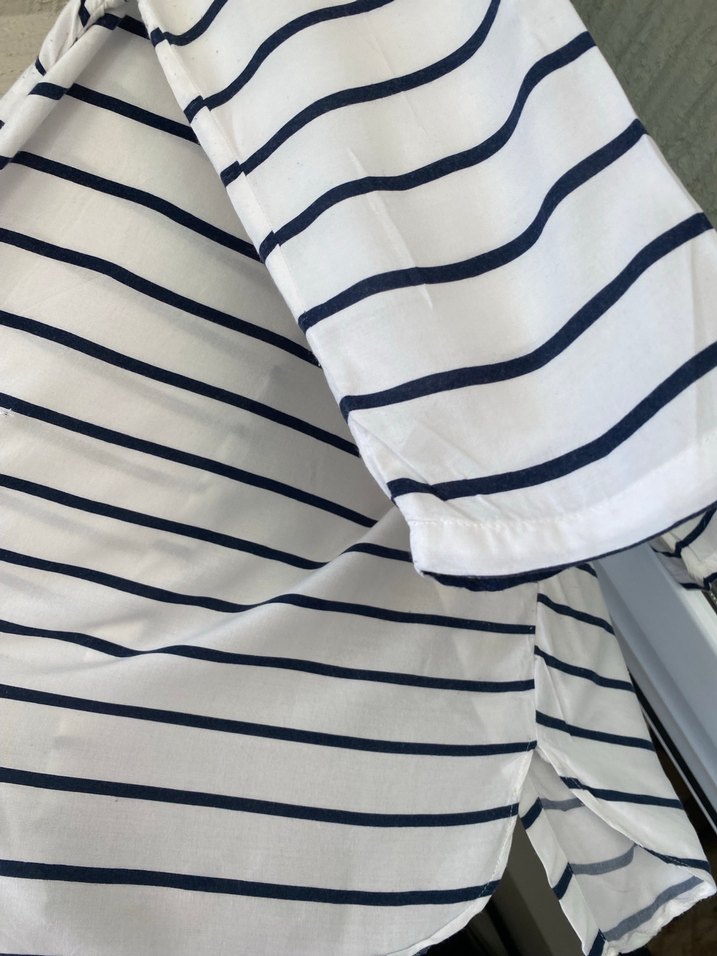 Düğmeli Uzun Kollu Çizgili Kadın Gömlek - Görsel 2