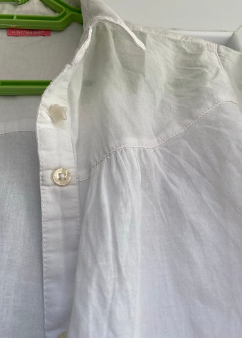 Kadın Beyaz Keten Uzun Kollu Gömlek - Görsel 4