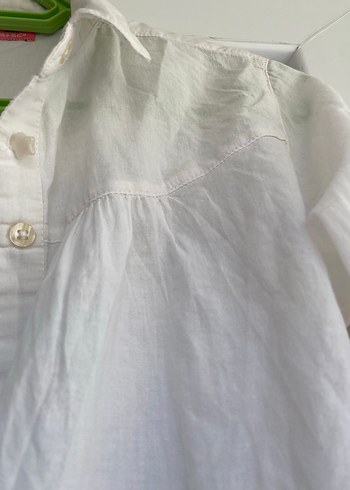 Kadın Beyaz Keten Uzun Kollu Gömlek - Görsel 3