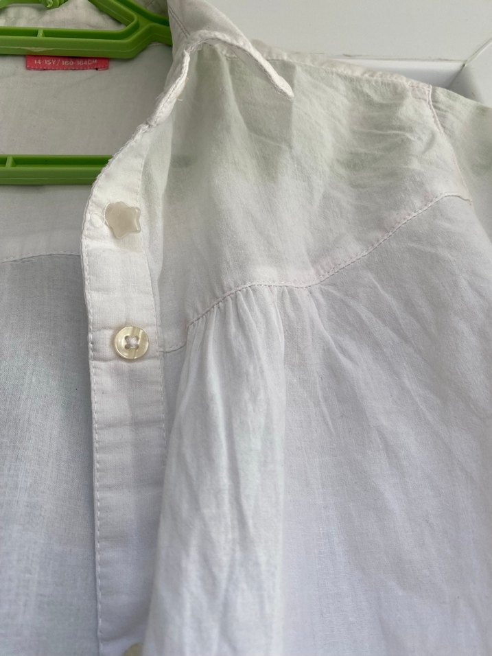 Kadın Beyaz Keten Uzun Kollu Gömlek - Görsel 4
