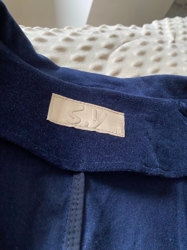 Düğmeli Mavi Süet Ceket - Görsel 3