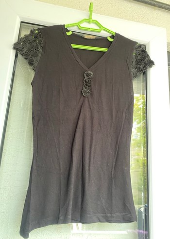 2 adet Dantelli Siyah Kısa Kollu Tişört - Görsel 4