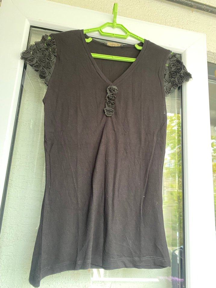 2 adet Dantelli Siyah  Kısa Kollu Tişört - Görsel 4