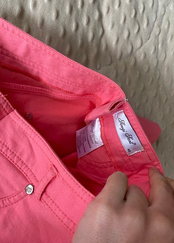 Pembe kot Kumaş Kadın Pantolon - Görsel 4