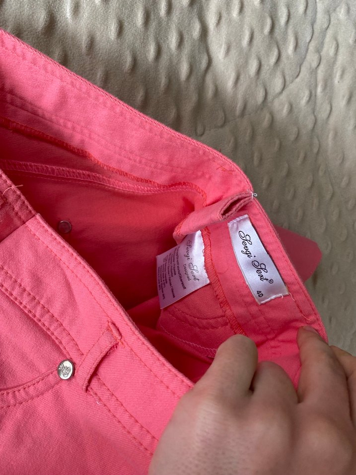 Pembe kot Kumaş Kadın Pantolon - Görsel 4