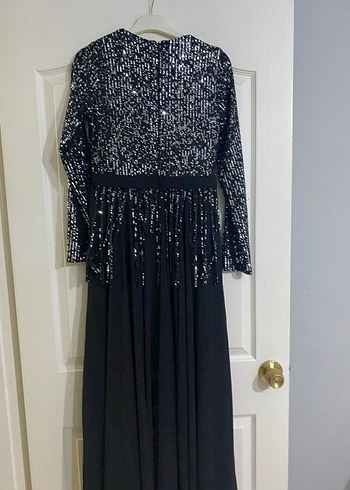 Kadın Siyah Payetli Uzun Abiye Elbise - Görsel 4