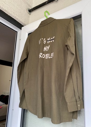 Haki  Uzun Kollu Düğmeli Keten Gömlek - Görsel 3