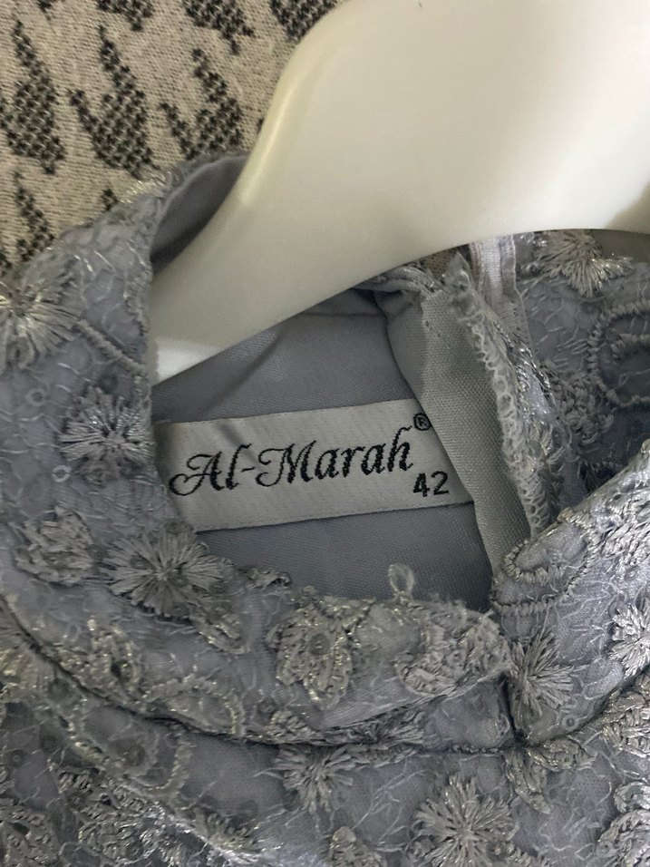 Gri Uzun Kollu Drapeli Abiye Elbise - Görsel 5