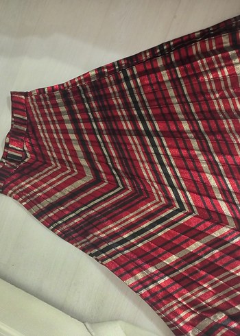 Kırmızı Pilili Midi Hamile Etek - Görsel 3