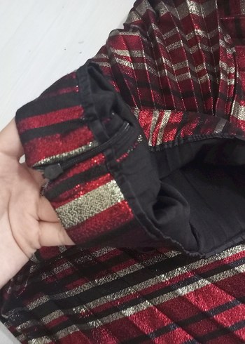 Kırmızı Pilili Midi Hamile Etek - Görsel 2