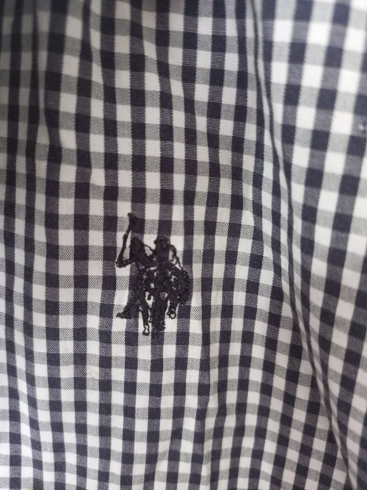 US Polo Mavi Gömlek, Uzun Kollu, Düğmeli, Keten - Görsel 3