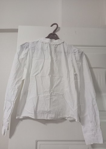 HM Vintage Beyaz Uzun Kollu Keten Gömlek - Görsel 3