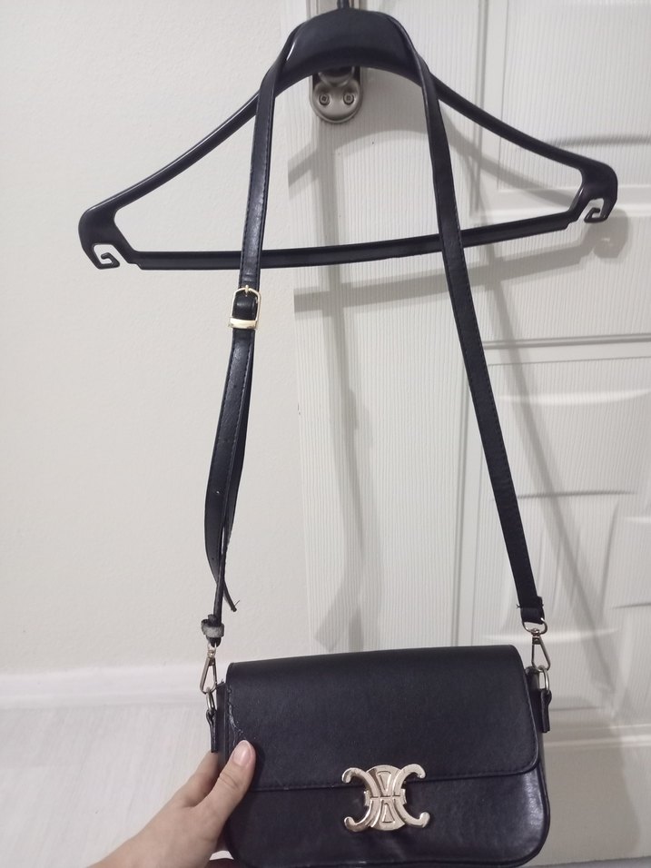 Kemer Tokalı Siyah Deri Kadın Çanta - Görsel 2