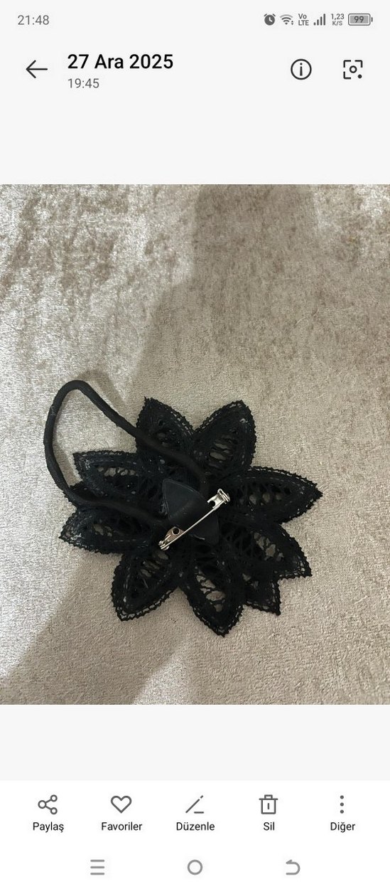İşlemeli Siyah Boncuklu Kadın Broş - Görsel 2