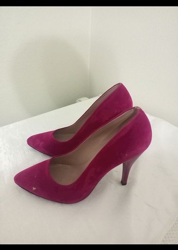 Pembe Süet Stiletto Kadın Topuklu Ayakkabı - Görsel 3