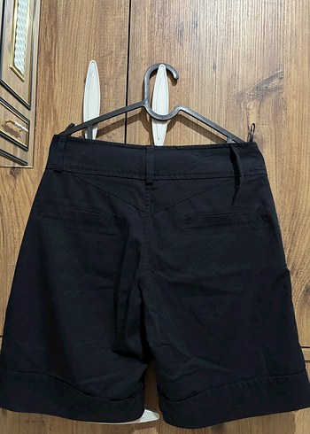 Kadın lacivert Kemerli Bermuda Şort - Görsel 2