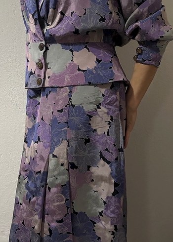 Düğmeli Mor Uzun Kadın Takım Elbise - Görsel 2