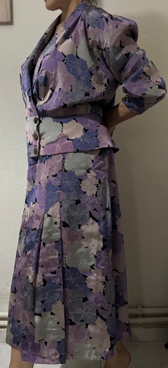 Düğmeli Mor Uzun Kadın Takım Elbise - Görsel 4