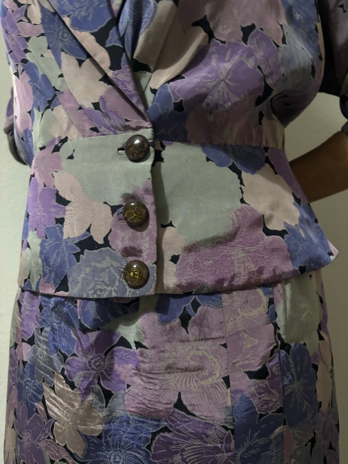 Düğmeli Mor Uzun Kadın Takım Elbise - Görsel 3