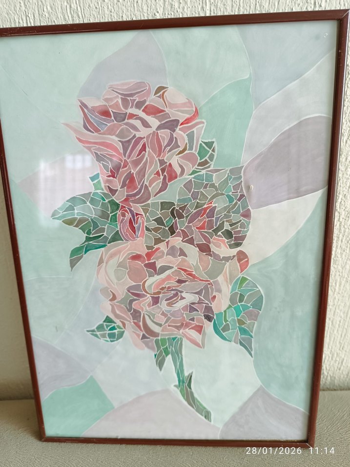 El Yapımı Çiçek Desenli Tablo - Görsel 2