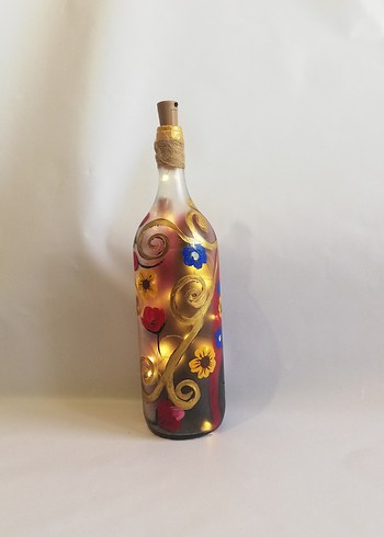 Mona Lisa El Boyaması Mona Lisa Desenli ışıklı şişe - Görsel 6