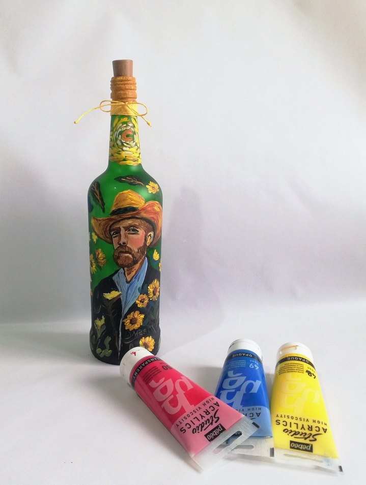 Vangogh boyama ışıklı şişe - Görsel 2