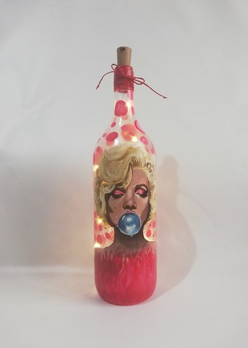 Işıklı şişe marilyn monroe el boyama - Görsel 8