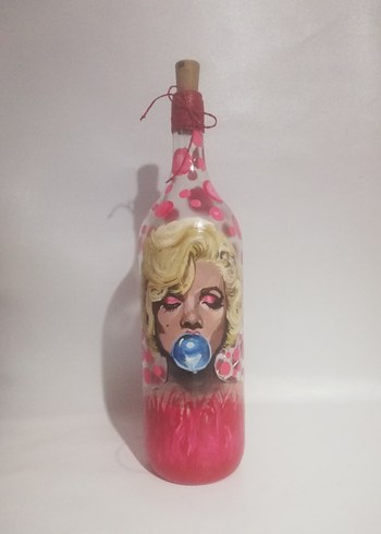 Işıklı şişe marilyn monroe el boyama - Görsel 3