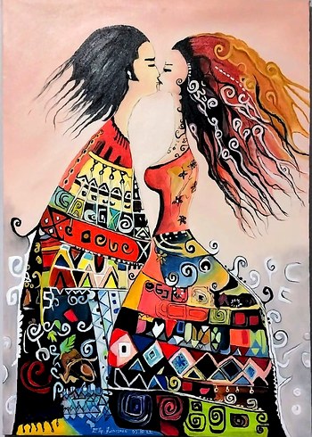 YAĞLI BOYA TABLO ÖPÜCÜK - Görsel 9