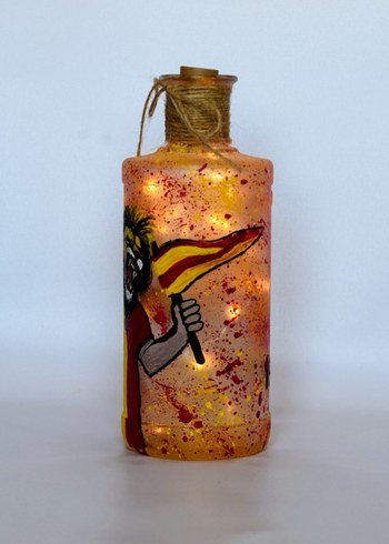 Galatasaray temalı ışıklı cam şişe - Görsel 5