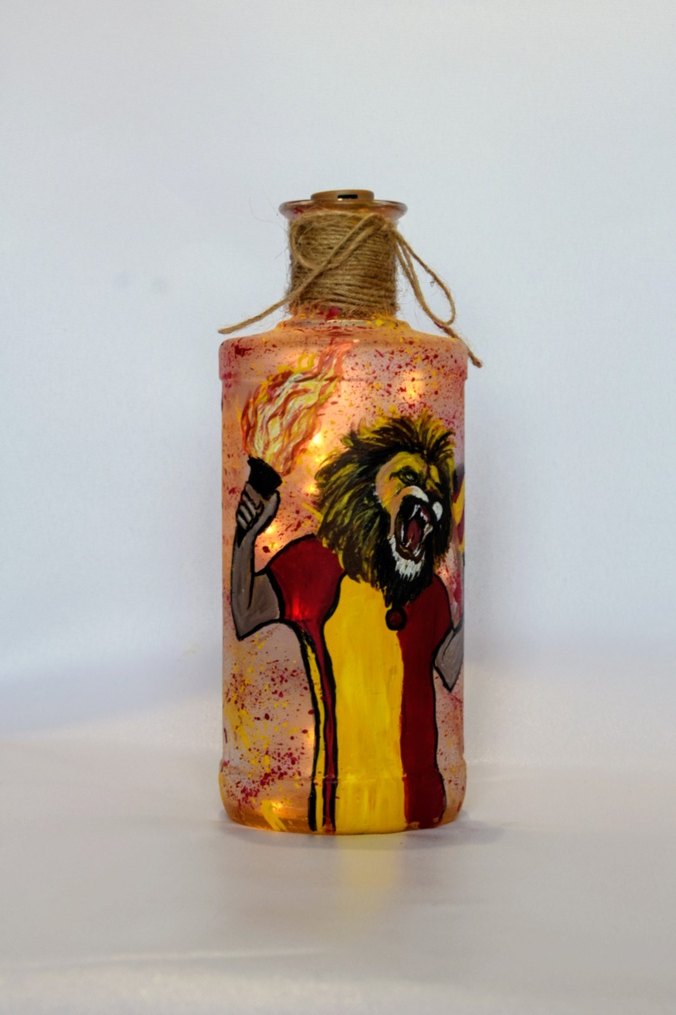 Galatasaray temalı ışıklı cam şişe - Görsel 2