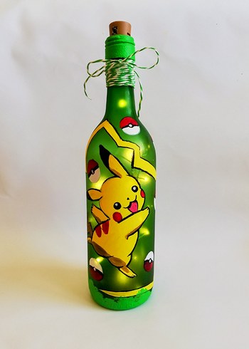 Pikachu Temalı el işi Dekoratif Şişeler - Görsel 5