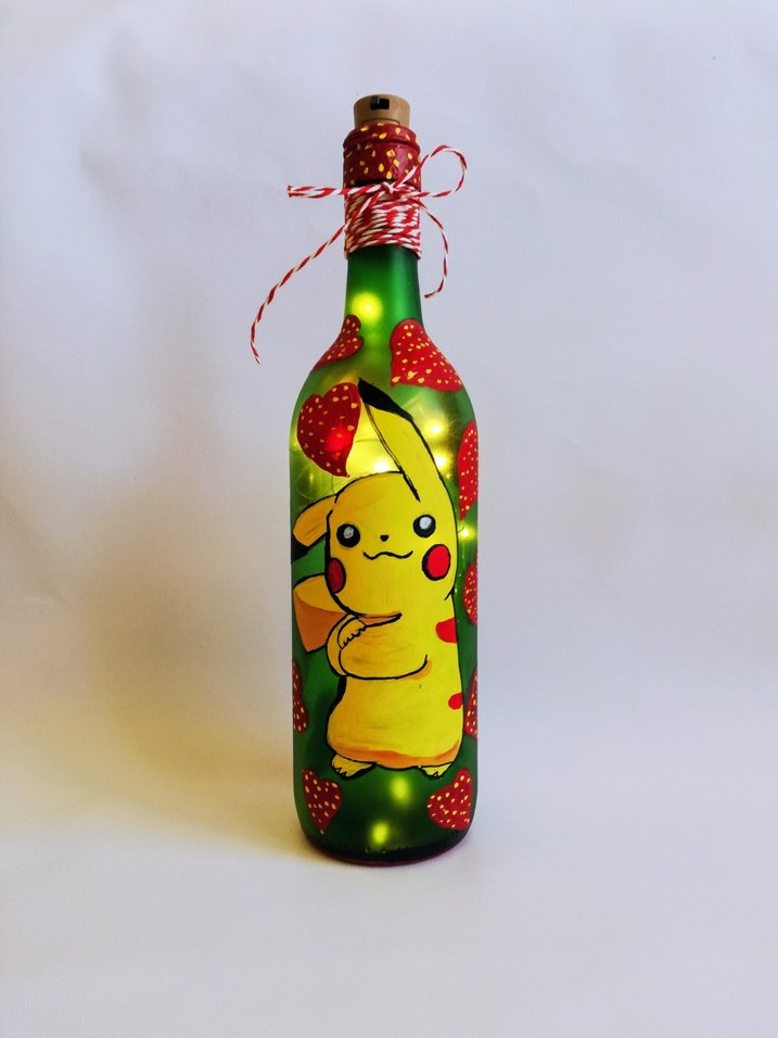 Pikachu Temalı el işi Dekoratif Şişeler - Görsel 4