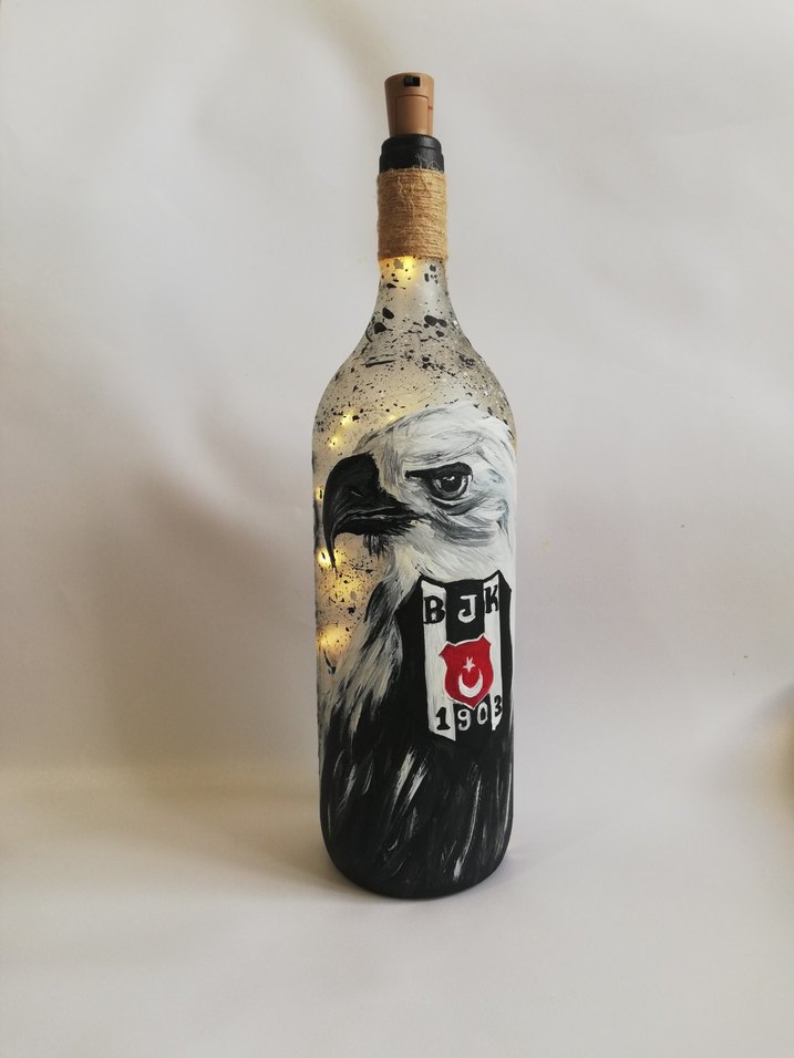 Beşiktaş Kartal Temalı ışıklı şişe - Görsel 2