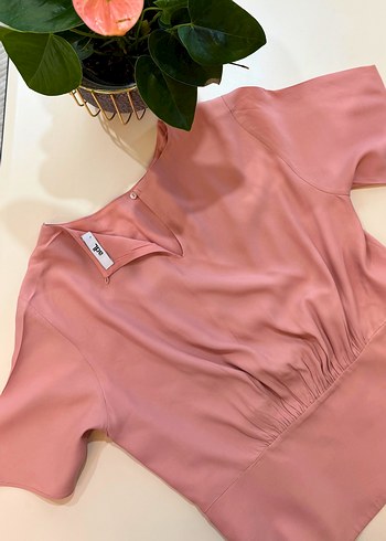 Pembe Drapeli Kısa Kadın Bluz - Görsel 2