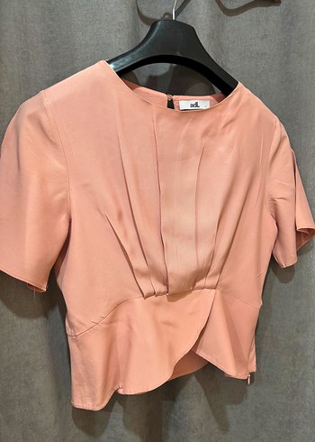 Pembe Drapeli Kısa Kadın Bluz - Görsel 6