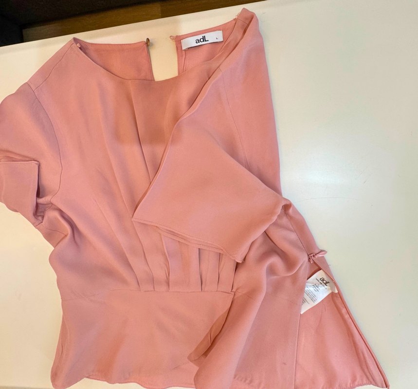 Pembe Drapeli Kısa Kadın Bluz - Görsel 3