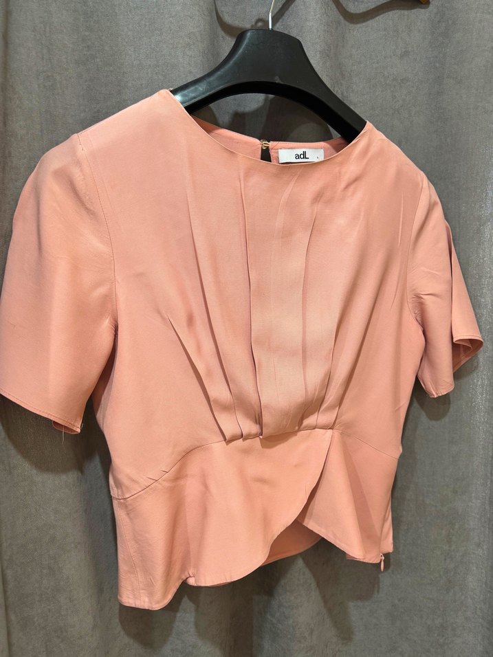 Pembe Drapeli Kısa Kadın Bluz - Görsel 4
