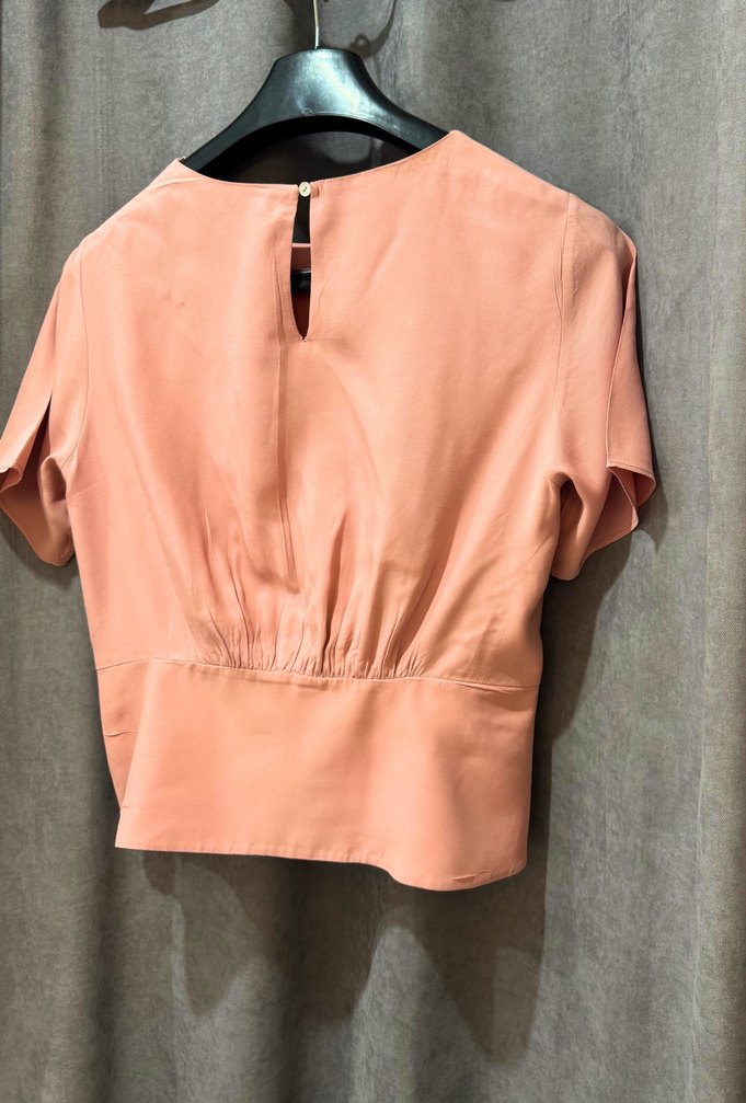 Pembe Drapeli Kısa Kadın Bluz - Görsel 5