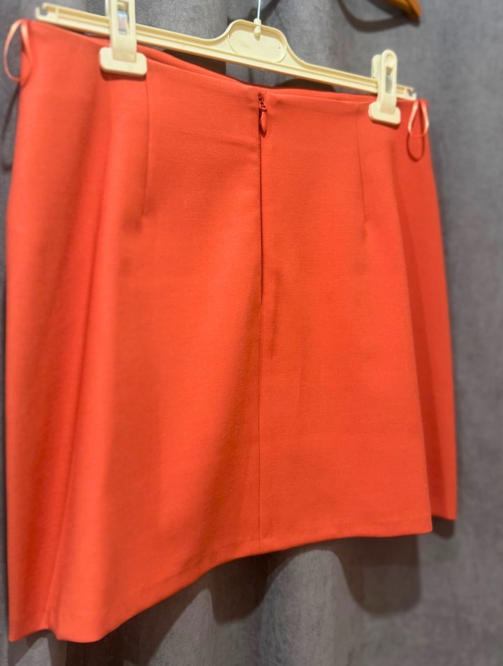 Turuncu düz Mini Etek - Görsel 2