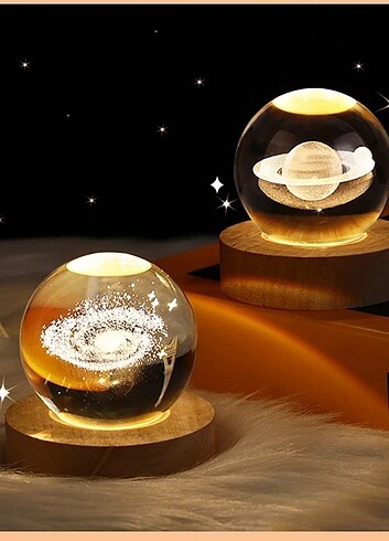Beden 12 farklı Led Kristal Galaxy küre gece lambası