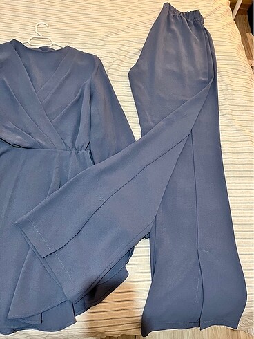 40 Beden Krep kumaş takım indigo renk