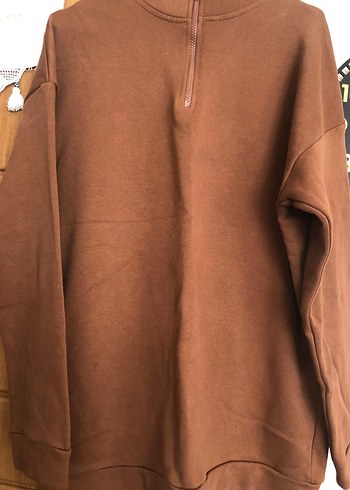 Diğer Rahat Ve Sik Kahverengi Yarim Fermuarli Sweatshirt