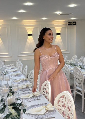 ÖMÜR İNN Göğüs Taş İşlemeli Parlak Elbise - Görsel 4