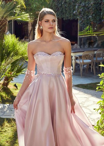 ÖMÜR İNN Göğüs Taş İşlemeli Parlak Elbise - Görsel 2