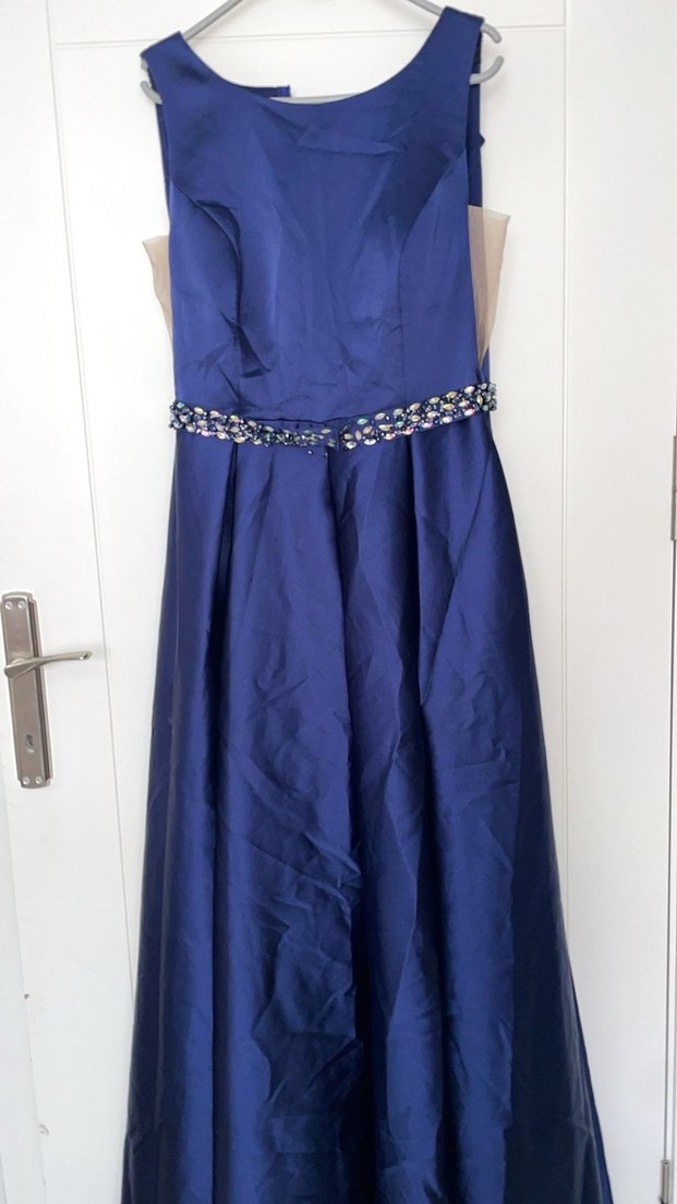 Parlak Lacivert Uzun Abiye Elbise - Görsel 3