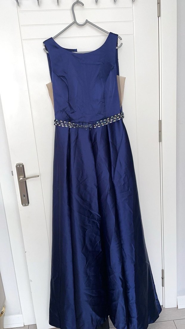 Parlak Lacivert Uzun Abiye Elbise - Görsel 2